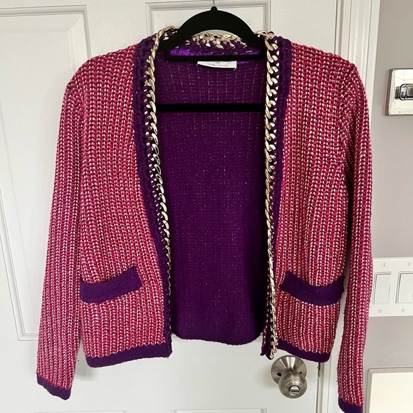 Koshka Mashka Knit Chain Detail Hot Pink Open Cardigan Jacket - Picture 1 of 7